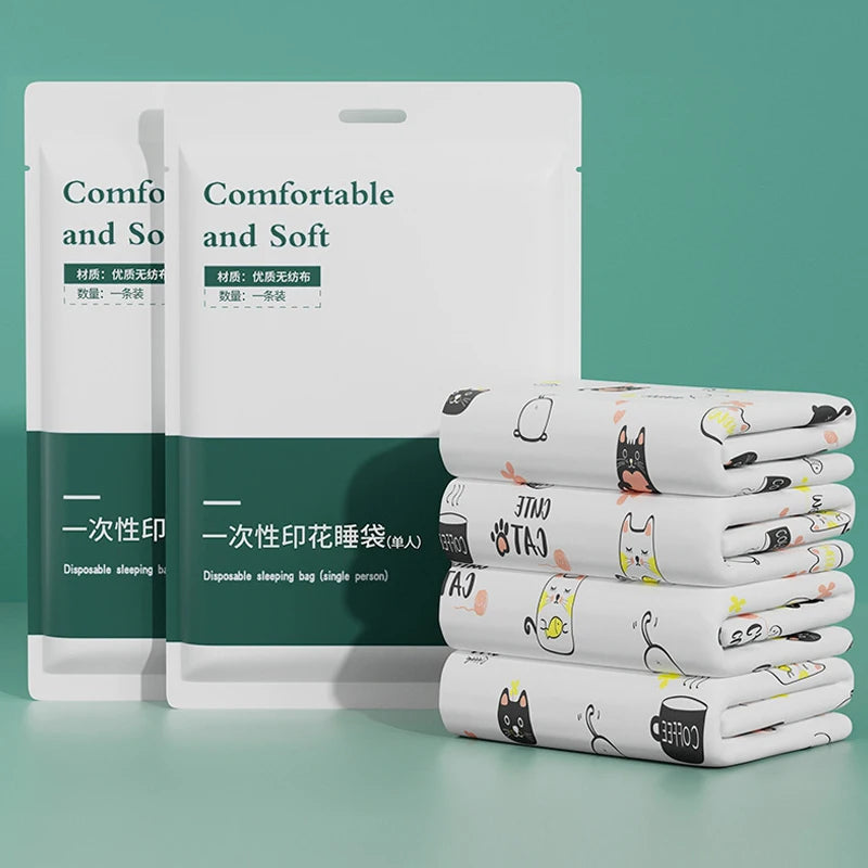 Disposable portable four-piece set bedding thickened sheets travel pillowcase set high-quality non-woven material
