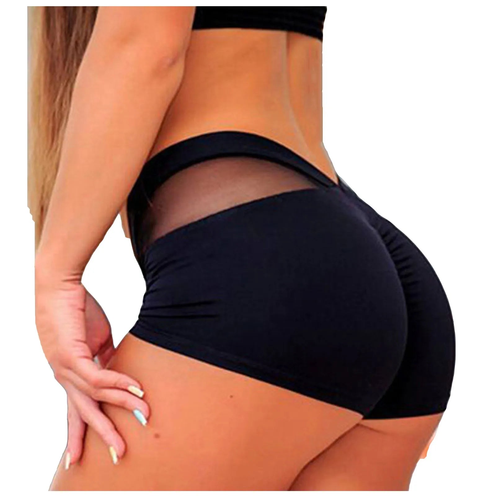 Women Sports Shorts Sheer Mesh Stitching Baggy Shorts For Running Summer Solid Color Elastic Waist Hotpants шорты женский